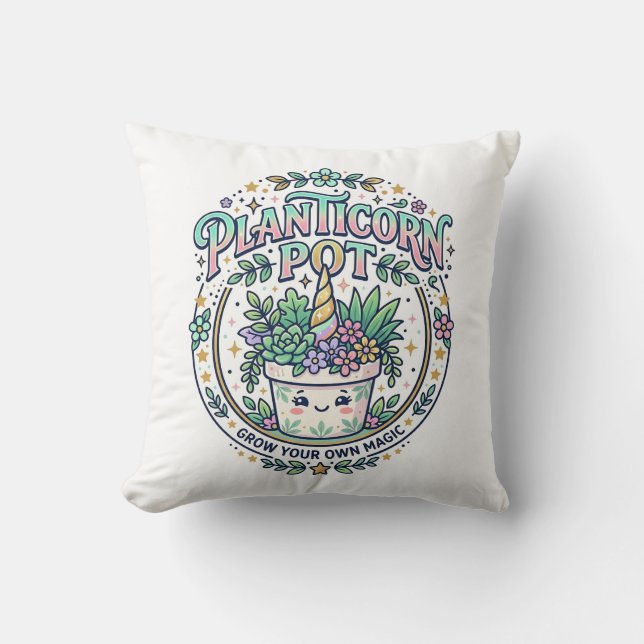 Unicorn Planticorn Pot POD Ready POD Artwork_1 Cushion (Front)