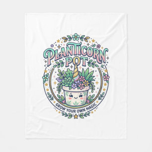 Unicorn Planticorn Pot POD Ready POD Artwork_1 Fleece Blanket