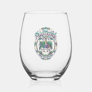 Unicorn Planticorn Pot POD Ready POD Artwork_1 Stemless Wine Glass