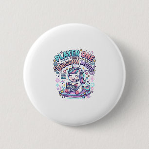 Unicorn Player One Unicorn Mode Retro Style Graphi 6 Cm Round Badge