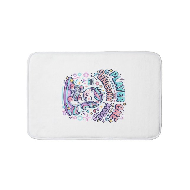Unicorn Player One Unicorn Mode Retro Style Graphi Bath Mat (Front)