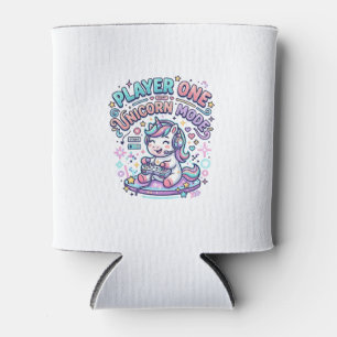 Unicorn Player One Unicorn Mode Retro Style Graphi Can Cooler