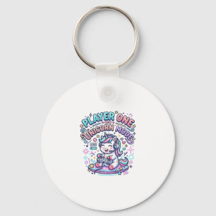 Unicorn Player One Unicorn Mode Retro Style Graphi Key Ring