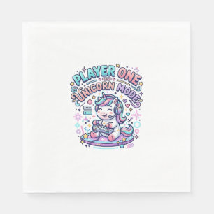 Unicorn Player One Unicorn Mode Retro Style Graphi Napkin