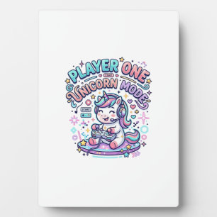 Unicorn Player One Unicorn Mode Retro Style Graphi Plaque