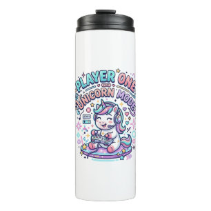 Unicorn Player One Unicorn Mode Retro Style Graphi Thermal Tumbler