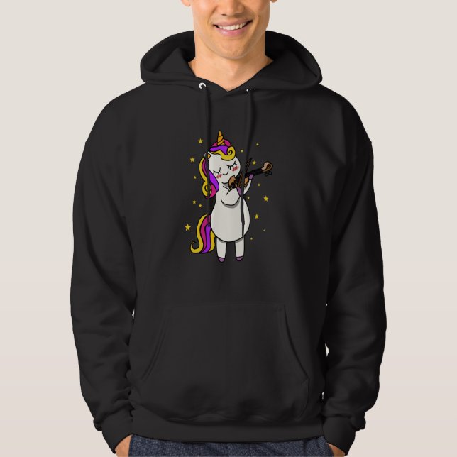 Unicorn Playing Violin Magical Violinist Unicorn Hoodie (Front)