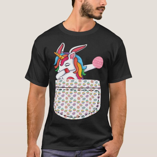 Unicorn Pocket Egg Easter Day Boys Girls Kids T-Shirt (Front)