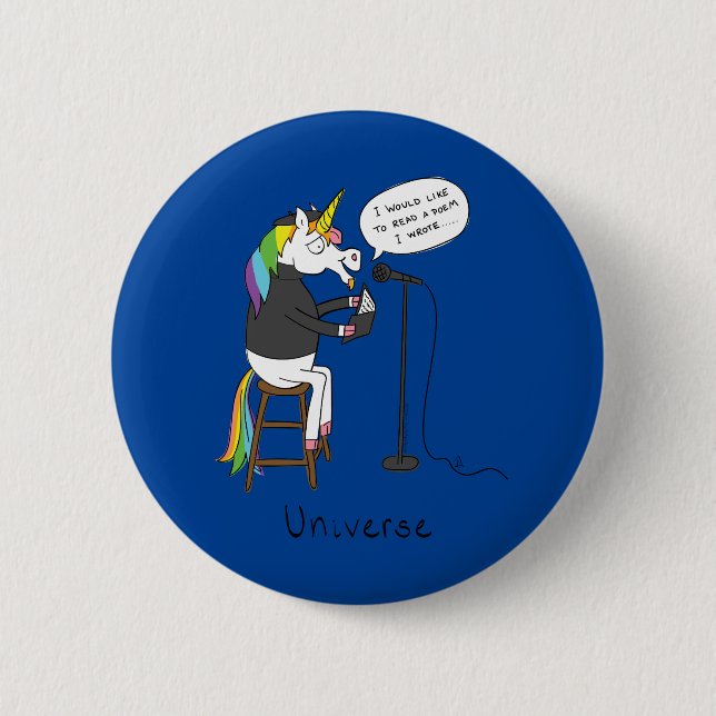 Unicorn Poetry Funny Cute Cartoon 6 Cm Round Badge (Front)