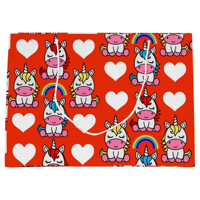 Unicorn Pony Birthday Large Gift Bag (Front)