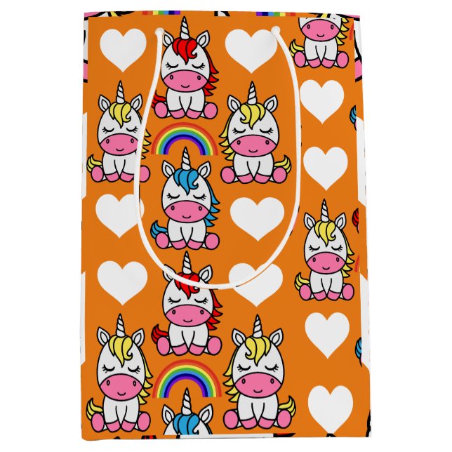 Unicorn Pony Birthday Medium Gift Bag (Front)