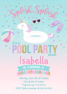 pool party invitations announcements zazzle uk