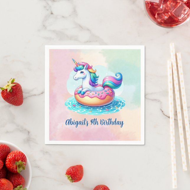 Unicorn Pool Party Birthday  Napkin (Insitu)