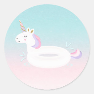 Unicorn Pool Party Favour Tag Sticker Pool Party