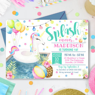 Unicorn Pool Party Invitation Unicorn Float