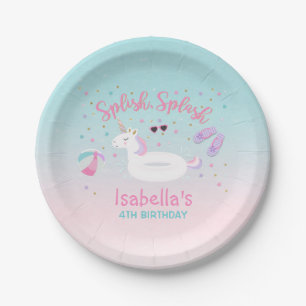 Unicorn Pool Party Paper Plate Unicorn Birthday
