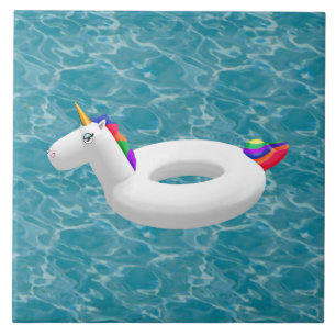 Unicorn pool to on turquoise water tile