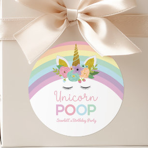 Unicorn Poop Rainbows Birthday Party Treat Classic Round Sticker