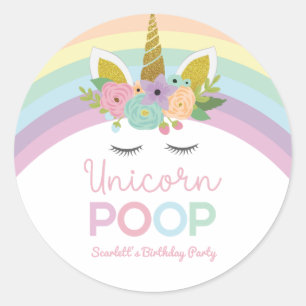 Unicorn Poop Rainbows Birthday Party Treat Classic Round Sticker