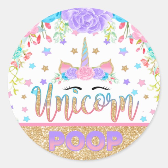 Unicorn Poop Sticker Unicorn Birthday Party Favour (Front)