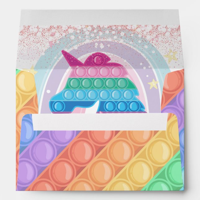 Unicorn Pop It Birthday Party Envelope (Back (Bottom))