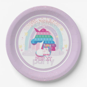 Unicorn Pop It Birthday Party Paper Plate