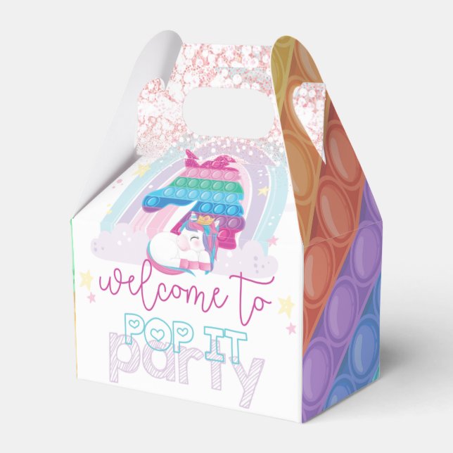 Unicorn Pop It Birthday Welcome Favour Box (Front Side)