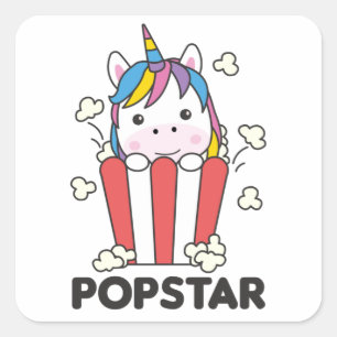 Unicorn Popcorn Whats Poppin Funny PopStar Square Sticker