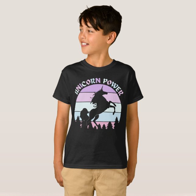 Unicorn Power Boys Fun T-Shirt (Front Full)