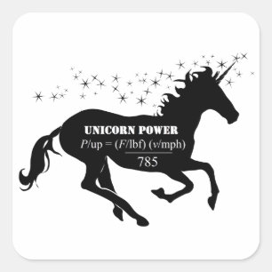 Unicorn Power Equation Formula Square Sticker