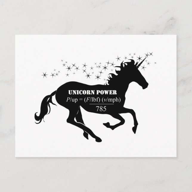 Unicorn Power Fake Math Formula Funny Postcard (Front)