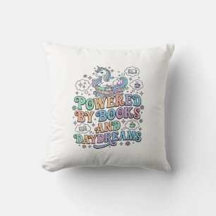 Unicorn Powered by Books and Daydreams Kawaii Vect Cushion