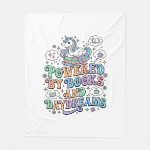 Unicorn Powered by Books and Daydreams Kawaii Vect Fleece Blanket
