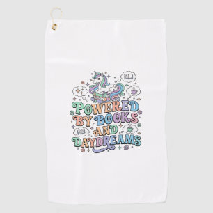 Unicorn Powered by Books and Daydreams Kawaii Vect Golf Towel