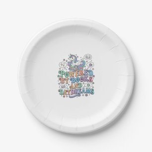 Unicorn Powered by Books and Daydreams Kawaii Vect Paper Plate