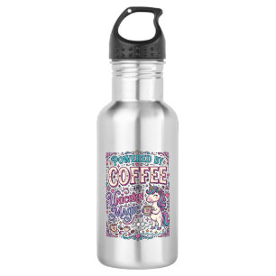 Unicorn Powered by Coffee and Unicorn Magic Colorf 532 Ml Water Bottle