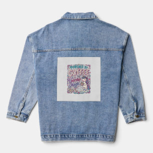 Unicorn Powered by Coffee and Unicorn Magic Colorf Denim Jacket