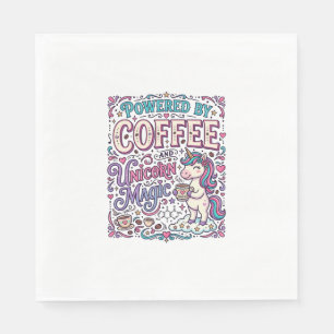 Unicorn Powered by Coffee and Unicorn Magic Colorf Napkin