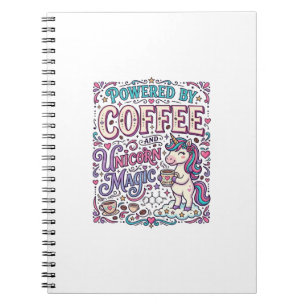 Unicorn Powered by Coffee and Unicorn Magic Colorf Notebook