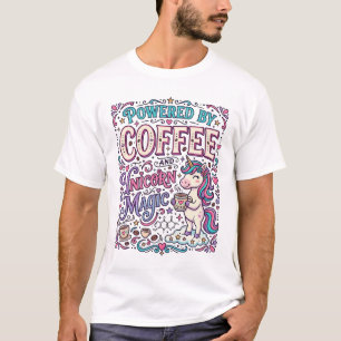 Unicorn Powered by Coffee and Unicorn Magic Colorf T-Shirt