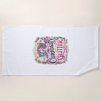 Unicorn Powered by Curiosity and Glitter Stylish W Beach Towel