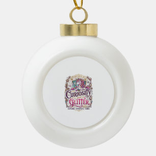 Unicorn Powered by Curiosity and Glitter Stylish W Ceramic Ball Christmas Ornament