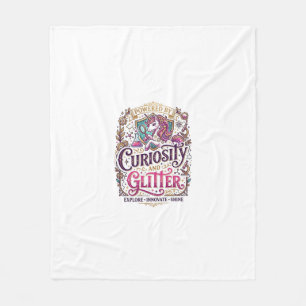 Unicorn Powered by Curiosity and Glitter Stylish W Fleece Blanket