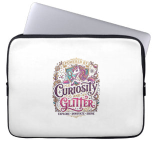 Unicorn Powered by Curiosity and Glitter Stylish W Laptop Sleeve