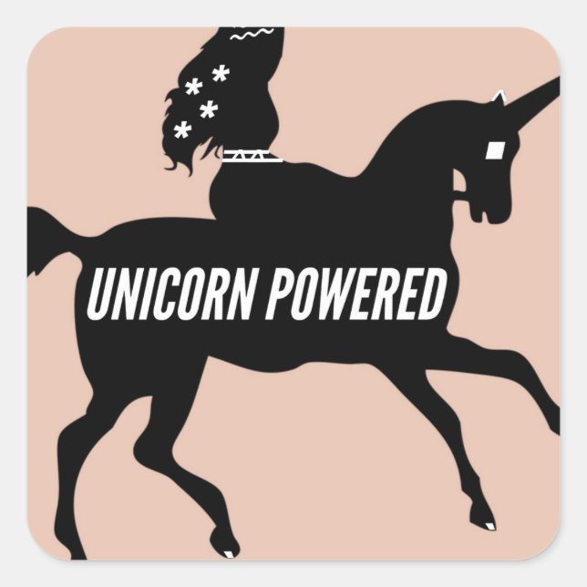 UNICORN POWERED! SQUARE STICKER (Front)