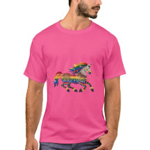 Unicorn Prance Folk Print Unisex T-Shirt