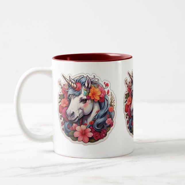 Unicorn, pretty design Two-Tone coffee mug (Left)