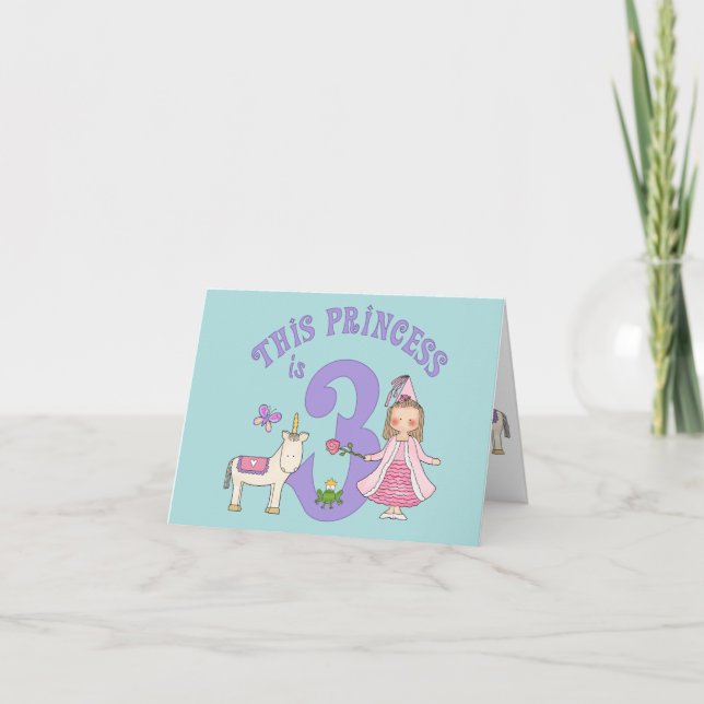 Unicorn Princess 3rd Birthday Fill-in Invitation (Front)