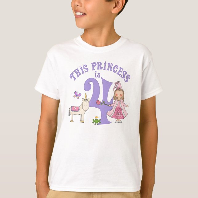 Unicorn Princess  4th Birthday T-Shirt (Front)