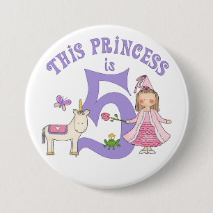 Unicorn Princess 5th Birthday 7.5 Cm Round Badge